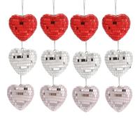 Heart Mirror Ball, Reflection Sparkling Reflection Heart Decoration - 12x Reflective Ball - Reflective Disc Hanging Ball Memo Ball
