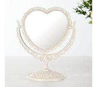 Heart Mirror Double Sides, Vanity Makeup Mirror for Desk, Vintage Mirror, Coquette Danish Pastel Room Decor Aesthetic (White)