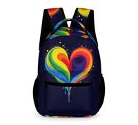 Heart Motif Rucksack for Boys 8-11 Years Colourful School Backpack for Girls Years 1-2 Primary Kids Lightweight Printed Bookbag Books Water Bottle Weekend Travel Outdoor