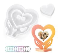 Heart Mould, 2 Pcs Photo Frame Epoxy Resin Moulds with 10 Chains