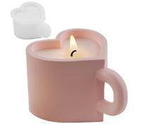 Heart Mug Candle Mold - Heart Mug Silicone Mold, Non-Stick Silicone Mold, Plaster Resin Mold | Heartwarming Heart Cup Candle Mold, Heart Mug Candle Holder, Easy Release Candy Mold for Desserts