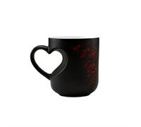 Heart Mug,Heart-Shaped Color Changing Magic Ceramic Mug,Heat Activated Color Changing Mugs Coffee Cup with Hidden Heart Design,Valentine Themed Hearts Shaped Handle Ceramic Coffee Cup (Black)