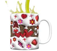 Heart Mug, Valentine's Day Mug, Ceramic Romantic Coffee Cup - Novelty Tea Chalkboard Centerpiece Decoration, Heart Coffee Cup, Valentine's Day Torn Tray Decorative Ceramic -