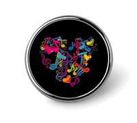 Heart Music Notes Musician Music Round Badges Personalized Button Brooch Lapel Pins for Clothing Decoration