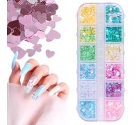 Heart Nail Glitter Sequins - Shining Fingernail Parts | Holographic Heart Shape Nail Glitter Sequins for Wedding, Date, Costume, Gathering
