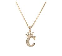 Heart Necklace Valentines Crown 26 English Letters Full Pendant Necklace for Women Crown Necklaces for Women A Z 26 Alphabet Initial Necklaces for Jewelry Choker Pearl Necklaces for (C, One Size)