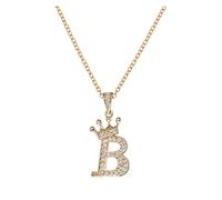Heart Necklace Valentines Crown 26 English Letters Full Pendant Necklace for Women Crown Necklaces for Women A Z 26 Alphabet Initial Necklaces for Jewelry Choker Pearl Necklaces for (B, One Size)