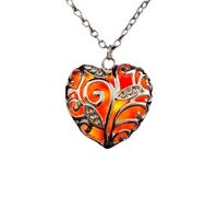 Heart Necklace With Cubic Zirconia Halloween Luminous Purple Red Blue Green Heart Pendant Necklace For Women Men Lover Glow In The Dark Jewelry Accessories Gift Orange