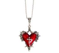 Heart Necklace with Thorn Accents Adjustable Gothic Necklace Charm with Red Heart Charm for Festivals Gothic Thorn