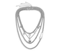 Heart Necklaces for Women Heart Chain Necklace Antique Charm Laden Layered Clockwork Necklace Retro Layered Skeleton Key Bird Pendant Nostalgic Multi Tiered Stacking Necklaces for Women Mom Necklace