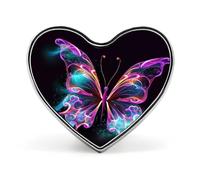 Heart Neon Butterfly Brooch Classic Mini Pin 1 Inch Aluminum Alloy Lapel Pin Personalized Button Badge for Backpack Hat Suit Jacket Clothing Decoration