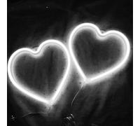 Heart Neon Lights,2Pcs LED Heart Shaped Lights for Wall Decor, USB or Battery Operated Decorative Heart Neon Signs Wall Art Lamp for Bedroom Living Room Kids Room Wedding Party Christmas(white)
