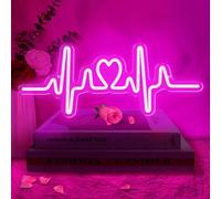 Heart Neon Love Sign for Bedroom Decor,USB Powered Decorations Lights, LED Wall Décor for Birthday Gift, Wedding, Party, Home Decor (Heartbeat - Pink)