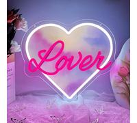 Heart Neon Sign,Pink Lover Dimmable LED Light Signs for Wall Art Decor,Singer Backdrop for Live Music Concert Bedroom Club Party Man Cave,Music Gift for Fan Women Girls USB Powered（12.6"*11.2"）