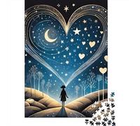 Heart Night Dream1000pc Cardboard Starry Sky Jigsaw Puzzle Set Adults Kids Family Fun Game Concentration Training Holiday Puzzle Activity 38x26cm/1000pcs