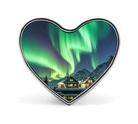 Heart Northern Lights Brooch Classic Mini Pin 1 Inch Aluminum Alloy Lapel Pin Personalized Button Badge for Backpack Hat Suit Jacket Clothing Decoration