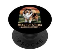 Heart of a Hero - Rough Collie Spirit Vintage Design PopSockets Adhesive PopGrip