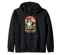 Heart of a Hero - Rough Collie Spirit Vintage Design Zip Hoodie