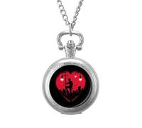 Heart of A Lineman Printed Vintage Pocket Watch Alloy Pendant Watches Necklace Gift for Men Women Silver-Style