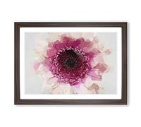 Heart of a Pink Gerbera in Abstract Framed Print | A2 Walnut Framed Wall Art | Ready to Hang | Abstract Fantasy Picture | Living Room Bedroom Lounge Office