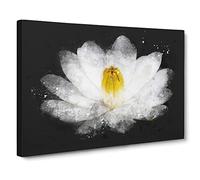 Heart Of A White Lily Paint Splash Canvas Print | Gallery Wrapped 30mm Frame Wall Art | 30x20 inches | Ready to Hang | Modern Floral Picture | Living Room Bedroom Lounge Office