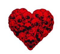 Heart of Skulls Embroidered Patch Rock Metal Sew Iron On Badge Gothic Gift Jacket Bag Punk Applique Goth Emo Bones Death Biker Blood Love Skull Skeleton Red