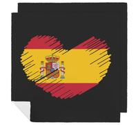 Heart of Spain Flag Printed Cloth Napkins Washable Reusable Table Decorative Napkin for Parties Weddings 2 PCS