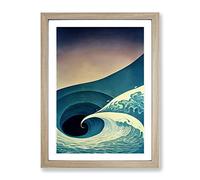 Heart Of The Ocean Wave Abstract Framed Print | A4 Oak Framed Wall Art | Ready to Hang | Abstract Nautical Picture | Living Room Bedroom Lounge Office