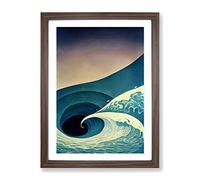 Heart Of The Ocean Wave Abstract Framed Print | A4 Walnut Framed Wall Art | Ready to Hang | Abstract Nautical Picture | Living Room Bedroom Lounge Office