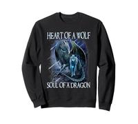 Heart Of Wolf Soul Of A Dragon - Cool Dragon - Wolf Warrior Sweatshirt