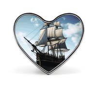 Heart Old Sailing Ship Brooch Classic Mini Pin 1 Inch Aluminum Alloy Lapel Pin Personalized Button Badge for Backpack Hat Suit Jacket Clothing Decoration