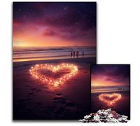 Heart on The Beach 1000 Pieces Puzzles for Adults Challenging Puzzles Ideal for Lover, Perfect Christmas, New Year, Valentine's Gift 1000 PCS(38x26cm)