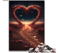Heart on The Beach 1000Pc Adults Jigsaw Puzzle Jigsaw Puzzles for Adults Home Decor Brain Teaser Game for Teenagers & Family Interaction size 38x26cm
