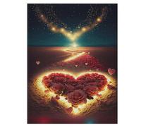 Heart on The Beach Adults Wooden Jigsaw Puzzle, for Kids Wooden Puzzles Toys Family Game Play,Brain Training 500 Piece 55×41cm
