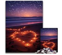 Heart on The Beach Jigsaw Puzzles for Adults 1000 Piece Puzzles for Adults Interactive Family Game DIY Home Decor Brain Challenge Gift 1000 PCS(38x26cm)