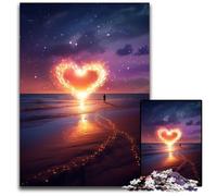 Heart on The Beach Jigsaws 1000 Pieces for Adults Paper Jigsaw Puzzles for Adults Intricate Design for Teenagers, DIY Decor, And BrainBoosting Fun 1000 PCS(38x26cm)