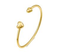 Heart Open Hand Bangle Bracelet for Women Minimalist Double Tiny Love Shape Cuff Bangles Bracelets Christmas Wedding Jewelry