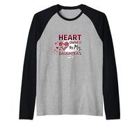 Heart Owned by My Daughters Loving Parent Gift Raglan Baseball Tee, Men, Black/Athletic Heather, M