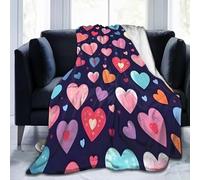 Heart Pattern Blanket 200 x 240 cm Colorful Flannel Fluffy Fleece Blankets for Adults, Soft Lightweight Warm Throw Blanket for Bed Sofa and Couch A-1904