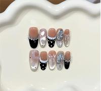 Heart pattern, bow style, women's, handmade nails(L)