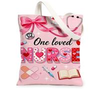 Heart Pattern Canvas Tote Bags, Fun Peach Design Reusable Shopping Bags, Lightweight Washable Shoulder Strap Canvas for Eve, Peach, 13x15 Inch