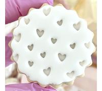 Heart Pattern Fondant Stamp Embosser Biscuits Cookies Cupcakes fits m&s Biscuits Great for Wedding Engagement First Birthday Sweet 16 Baby Shower Reusable Marks and Spencers Free Matching Cutter