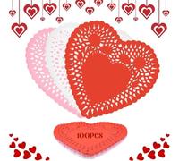 Heart Pattern Paper Doilies 10pcs for Tabletop Decor Wedding Events Party Arrangements and Handmade Projects