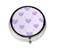 Heart Pattern Small Pill Box 3 Compartment Portable Pill Box for Purse Pocket Purple Heart Mini Medicine Organiser for Daily Vitamin Fish Oil Storage