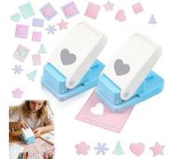 Heart Pattern Stamp Puncher, Stamp Shaped Paper Punch, Stainless Steel Blade Rectangle Craft Punch for Card Making, Scrapbooking, DIY Gift Tag, School & Love-Themed Crafts(2Heart)