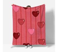 Heart Pattern Throw Blanket 200 x 240 cm Red Stripes Flannel Fluffy Fleece Blanket Soft Lightweight Warm Blankets and Throws for Bed Sofa and Couch a-4625
