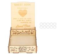 Heart Pattern Wooden Wedding Card Box Guest Book Wooden Guest Book for Baby Shower Birthday Graduation Ceremony Wedding Signature Supplies