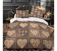 Heart Patterns Quilt Cover 3D Print Extra Soft 3PCs Bed Linen Hidden Zipper textured Vintage Design Comforter Cover Premium Breathable for Adults Teens Women Kids Girls Boys Youth King（220x240cm）