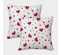 Heart-patterns-romantic-design-style Pillow Covers 2 Pack Cozy Pillowcases Art Cushion Covers with Invisible Zipper Decor Couch Living Room 45x45cm