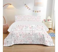 Heart Patterns Super King Duvet 7.5 Tog, Soft Reversible Coverless Duvet, Repeating Prints Super King Duvets for All Seasons, Microfiber Double Bed Quilt with 2 Pillowcases (260 * 220cm) Ad253